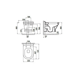 CREAVIT ANTIK AN320-00BM00E-0000 (AN320.20000) Чаша унитаза с биде БАЗАЛЬТ