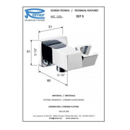 Подключение для душевого шланга REMER (337SCFP) хром черный шлифованный