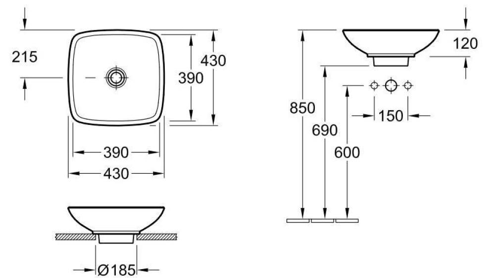 Фото Раковина накладная 514910R2 VILLEROY&BOCH Loop Friends