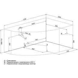 Акриловая ванна 170x110 Aquanet (00203922), асимметричная