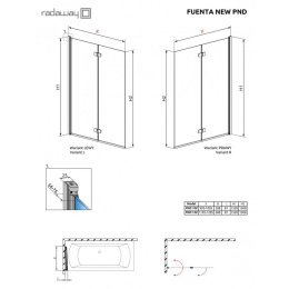 Шторка на ванну Radaway Fuenta New PND 120 L профиль Хром стекло прозрачное 208212-01L