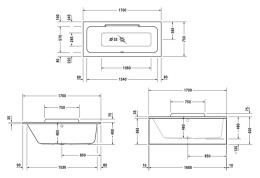 Акриловые ванны 170 см Акриловая ванна 170x75 Duravit (700296000000000), прямоугольная