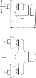Смеситель Ideal Standard Cerasprint 2012 B9570AA для душа
