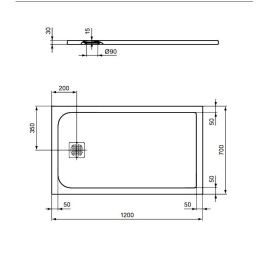 Душевой поддон K8230FR Ideal Standard Ultraflat S (белый)