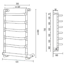 Электрические полотенцесушители Полотенцесушитель электрический Margaroli Sole (Соле), 588/DX, 588/SX - правый/левый