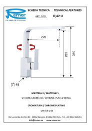 Смеситель Remer для кухни RR Q42U