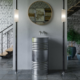 Раковина Kerasan Artwork Barrel 4742K31, 45 x h90 см напольная, слив в пол, черный матовый