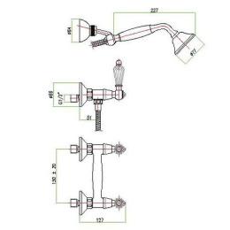Смеситель Fiore Gioielli Sky 09ZZ0612 для ванны, с душевым гарнитуром, бронза