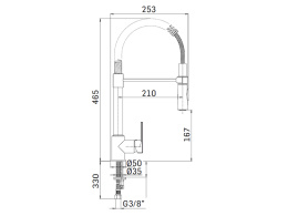 Фото Смеситель для кухни с вытяжной лейкой Mamoli Programma Cucina 760500006001 1 отв, без дон.клапана,