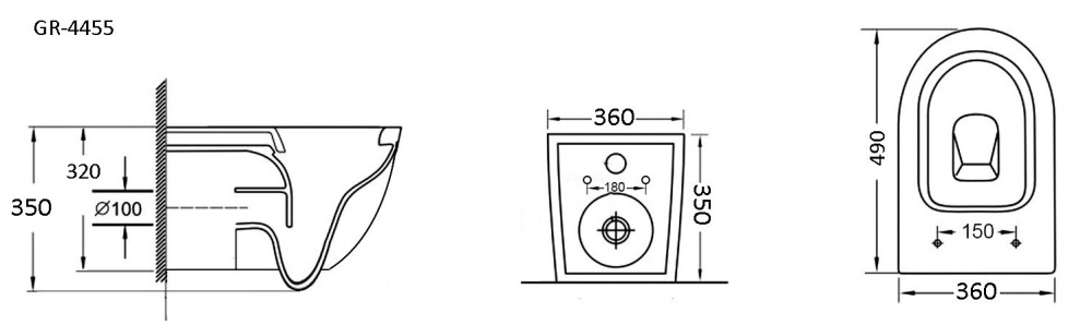 Унитаз подвесной Grossman (GR-4455GMS) серый, матовый