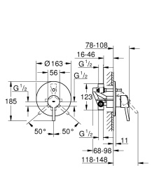 Grohe Concetto 32214001 Смеситель для ванны, встраиваемый без излива