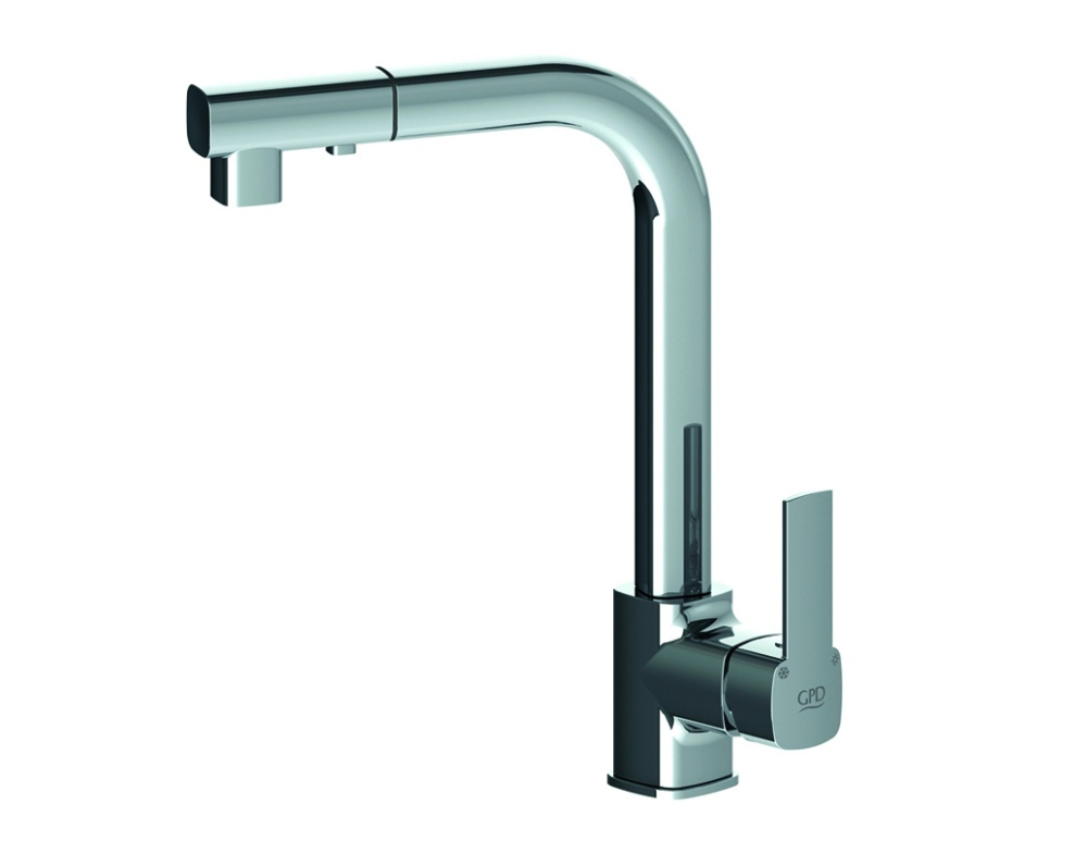 Фото Смеситель GPD Pedra MES160, для кухонной мойки, хром