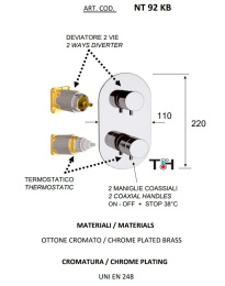 Фото Remer MINIMAL THERMO NT92KBBG Термостатический смеситель для ванны - внешняя часть (золото шлифованн