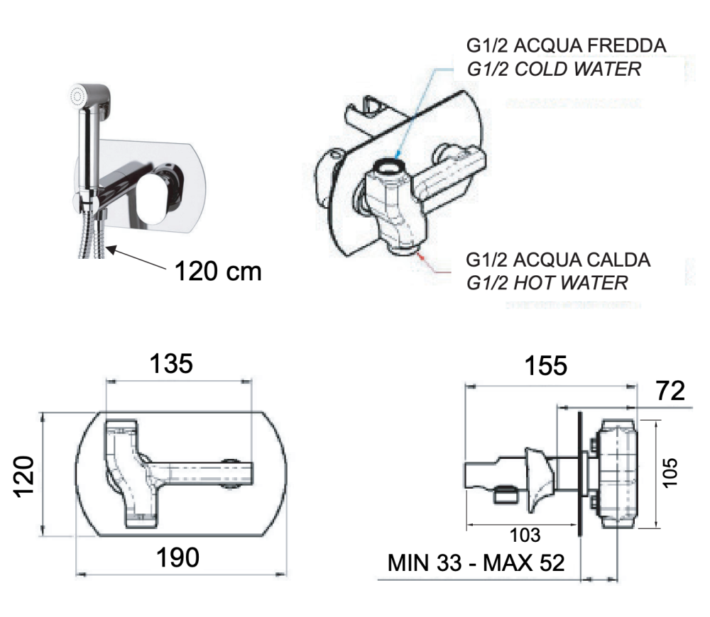 Фото Гигиенический душ со смесителем Remer Vanity V60W