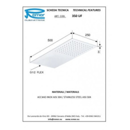 Remer Ultra RR350UF NO Душевая головка настенная 500*250mm (сталь) черн.матовый