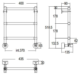 Фото Полотенцесушитель водяной Margaroli Sole, 4403704CRN высота 51,85 см, ширина 40 см, хром