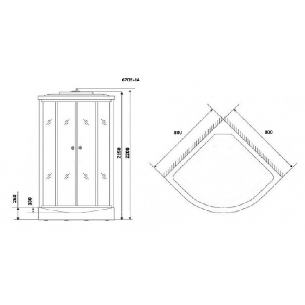 Душевая кабина 80x80x215 Niagara (NG-6703-14) Без гидромассажа, ABS-пластик, Поддон средний