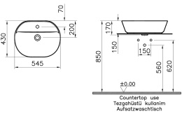 Фото Раковина накладная 54,5 см Vitra Geo (7428B003-0001) белый