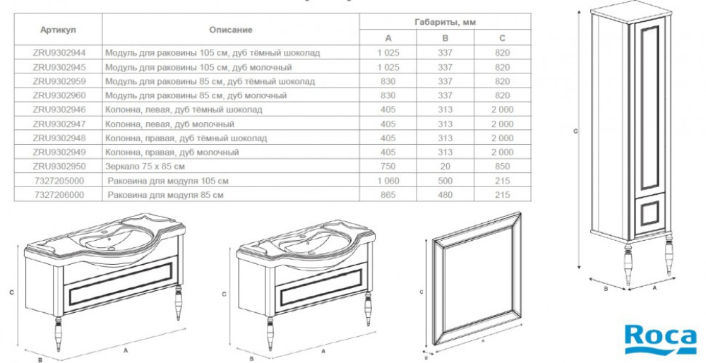 Фото Шкаф-пенал Roca America Evolution L (ZRU9302947) дуб молочный