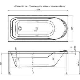 Акриловая ванна 160x70 Aquanet (00204054), прямоугольная