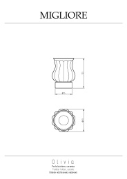 Фото Migliore Olivia 17569 Стакан настольный, керамика белая с декором платина, хром
