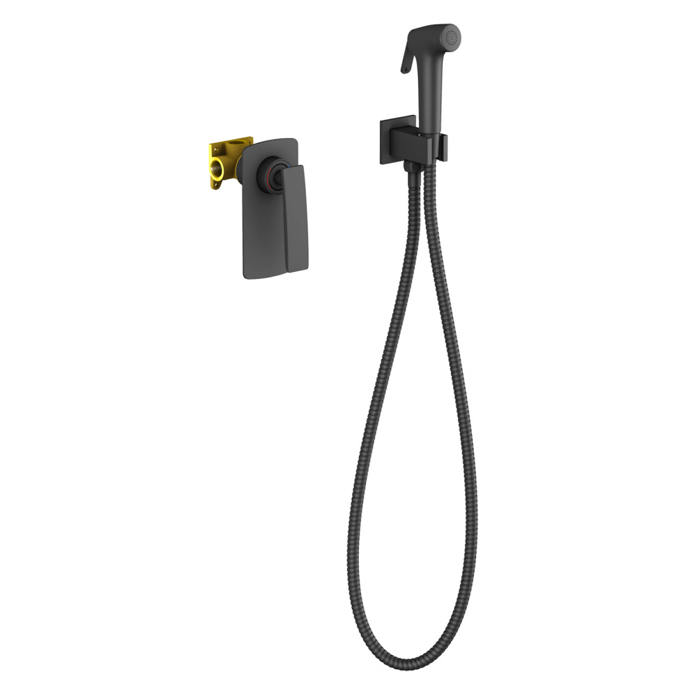 Фото Смеситель встроенный с гигиеническим душем Timo Helmi 4089/03SM черный