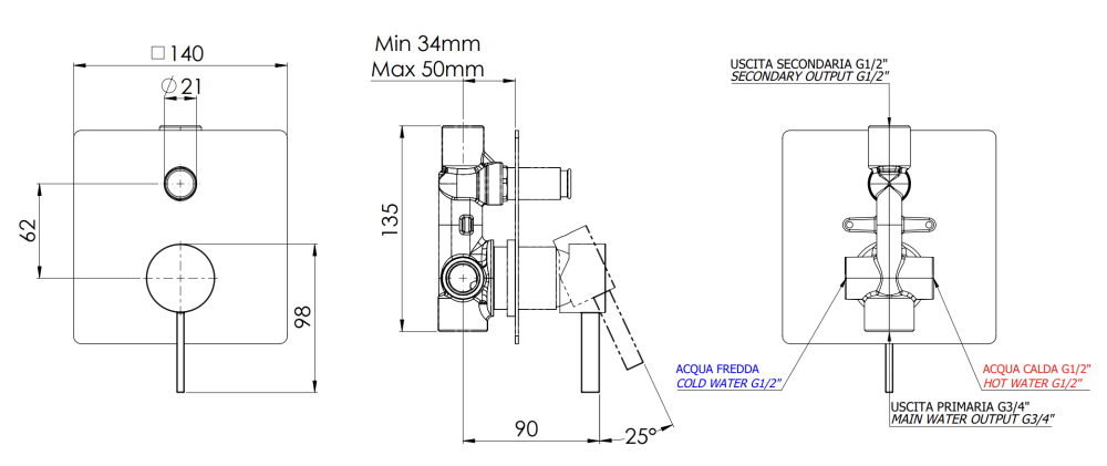 Фото Смеситель для душа Remer Metrica MC09Q