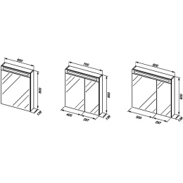 Зеркальный шкаф Dreja Max 77.9009W, LED-подсветка, 80x80 см, белый глянец