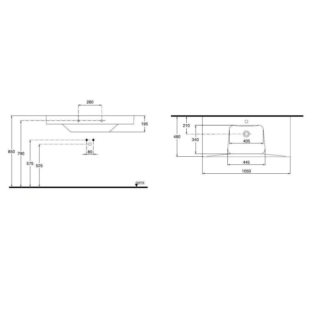 Ideal Standard Imagine T0948XX раковина на 105 см