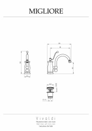 Фото Migliore Vivaldi 19543 Смеситель для биде, "click-clack" с переливом, золото
