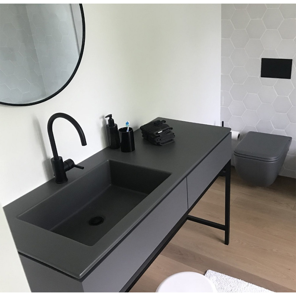 Ceramica CIELO Milano MILABA+MIBCLBA - Раковина 120*50 см, в комплекте с консолью и тумбой (Basalto)