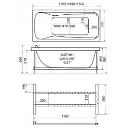 Акриловая ванна 170x70 Triton (133200), Гидромассаж: есть