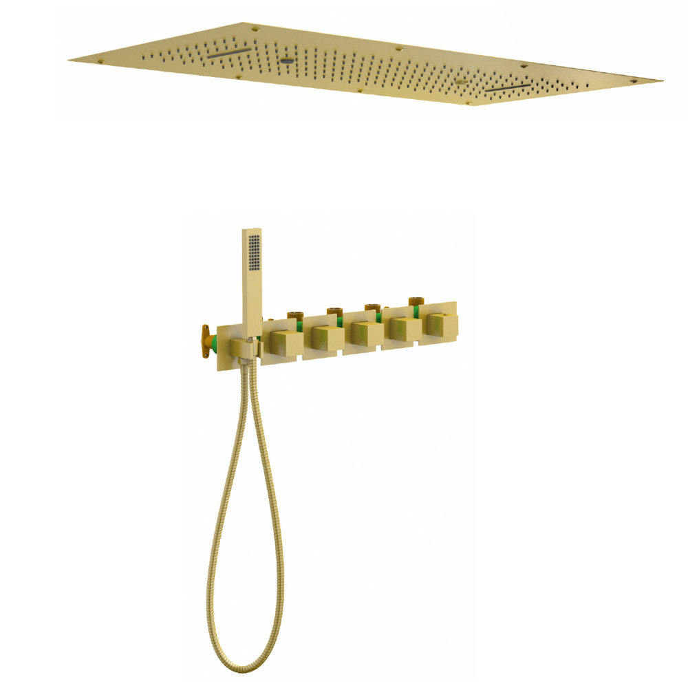 Фото Душевая система встроенная с термостатом Timo Petruma SX-5329/17SM золото матовое