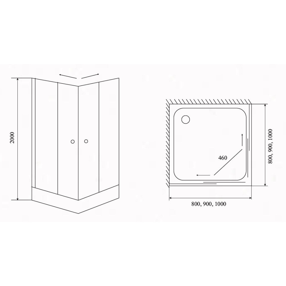 Timo душевой угол TL-8002 Fabric Glass (80*80*200), шт