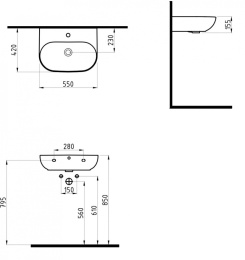 Раковина Bien Vokha MDLS055001FD1W3000 55 x 42 x 15.5 см, белый