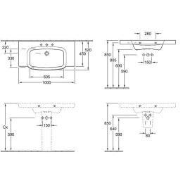 Раковина 100 см Villeroy&Boch Sentique (5142A001) альпийский белый