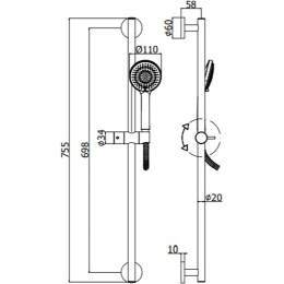 Душевые гарнитуры Душевой гарнитур Paffoni Ginevra (ZSAL146NO) черный, матовый