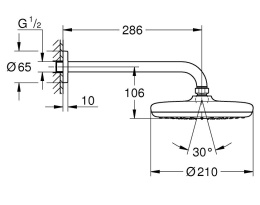 Grohe Tempesta 26412000 Душ верхний 1 вид струи