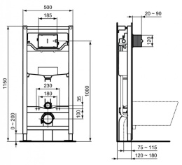 Инсталляция Ideal Standard Prosys Frame 120 M с унитазом Connect Rimless E822301, сиденье микролифт,