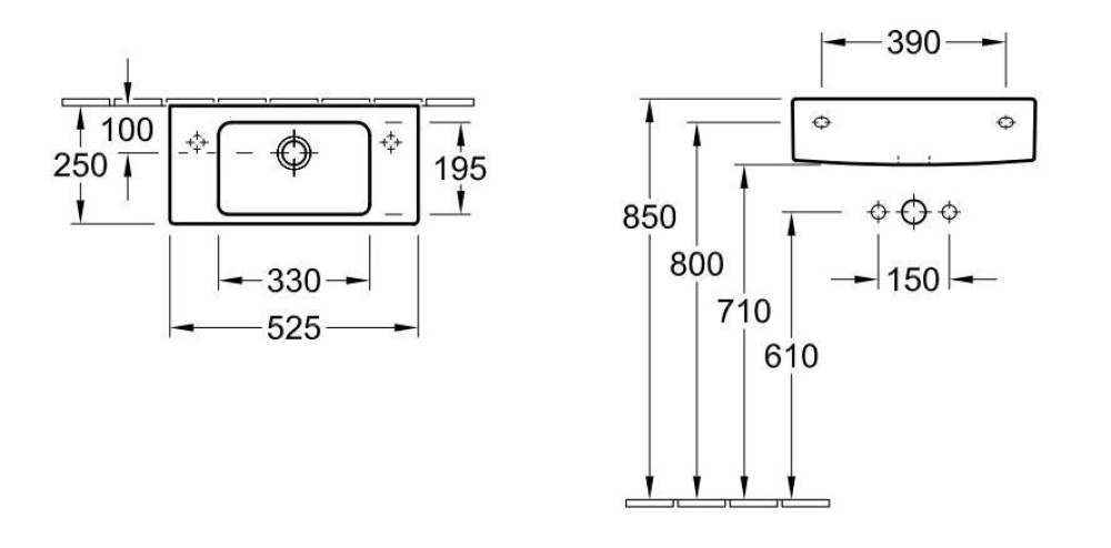Фото Раковина компактная 711353R2 VILLEROY&BOCH Pure Basic, 525х250 мм