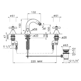 Фото Смеситель Nicolazzi Nuova Brenta 2515DB для биде