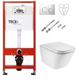 Инсталляция Tece с безободковым унитазом Roca Gap Clean Rim 34647L000, сиденье микролифт