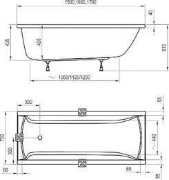 Акриловая ванна 150x70 Ravak (C521000000), прямоугольная
