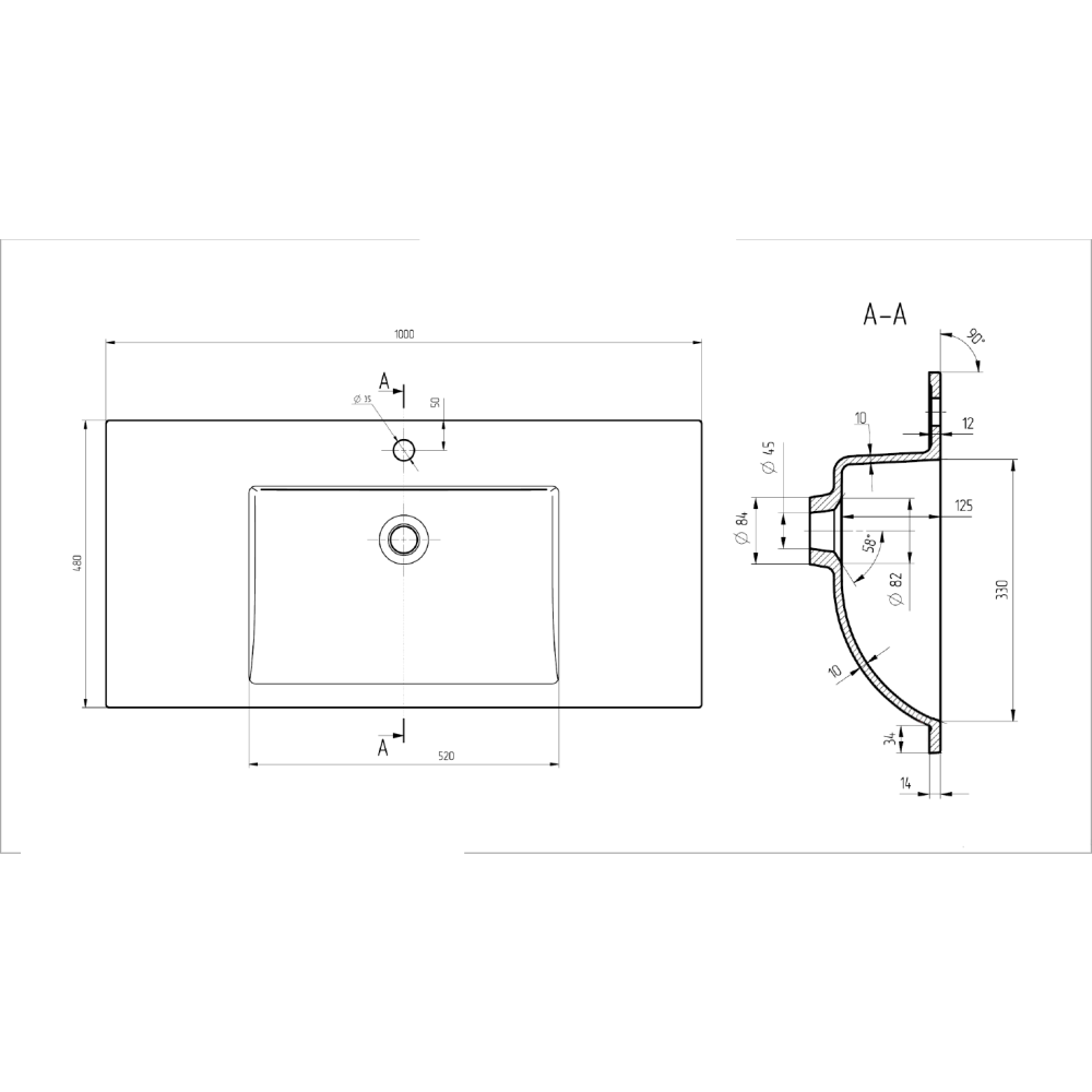 Раковина из кварца Vincea (VCB-13100B) черный матовый