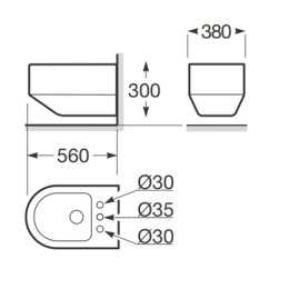 Биде подвесное Armani Roca Baia 3570C6R30 с 3 отв. под смеситель