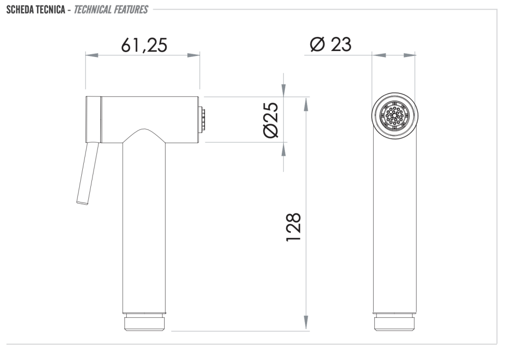 Фото Гигиенический душ Remer INOX SS332ON, нержавеющая сталь