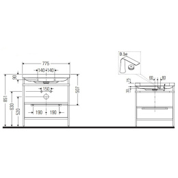 Консоль напольная с умывальником Duravit Happy D.2 Plus HP4842O2222, белый