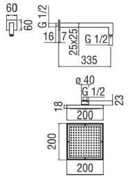 NOBILI AD138/24CR_AD139/17CR Верхний душ с кронштейном (хром)