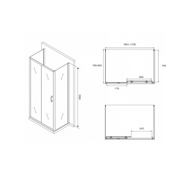 Душевой уголок Abber Schwarzer Diamant (AG30170B-S80B-S80B)