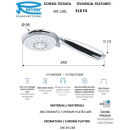 Remer SHOWERS RR 318 F4 Лейка на 5 режимов